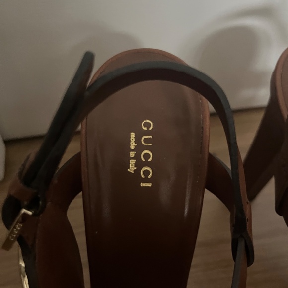 Gucci Brown Leather High Heel Sandals - Picture 3 of 5